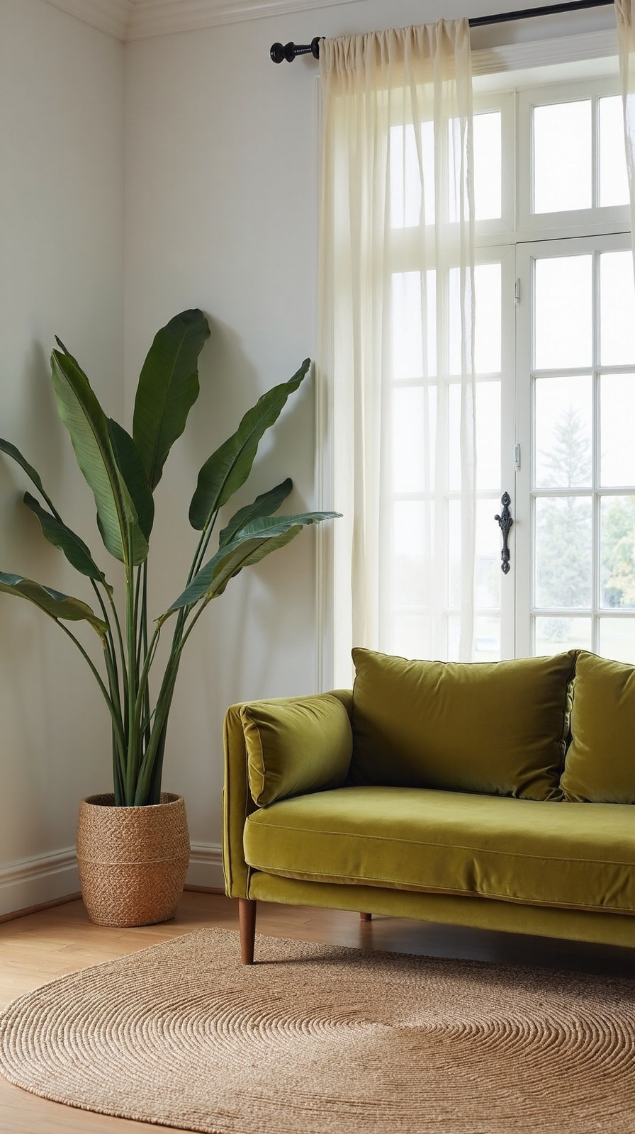 grounding olive green with natural fibers