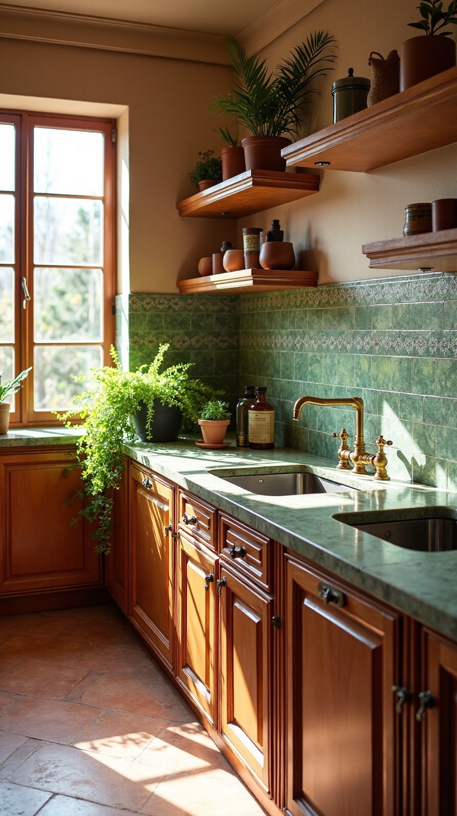 handcrafted mediterranean earthy olive green tiles