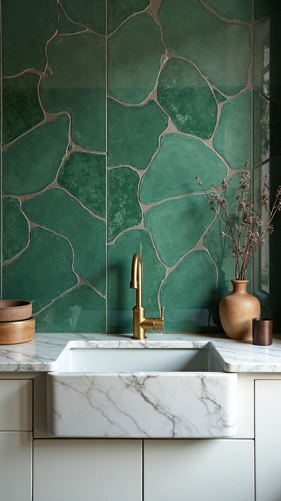 handcrafted moroccan forest green zellige