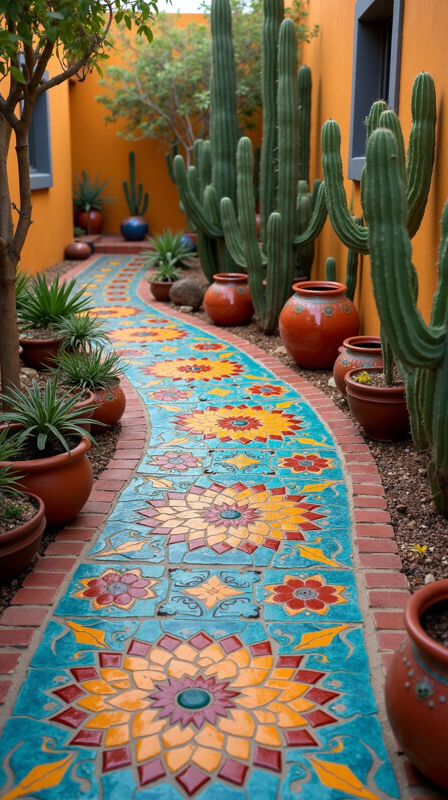 handcrafted mosaic stepping stone pathways