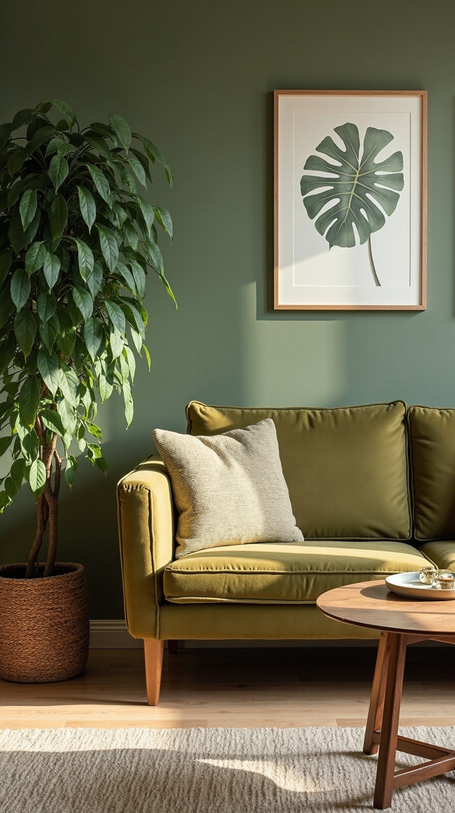 harmonious botanical oasis enhances olive couch