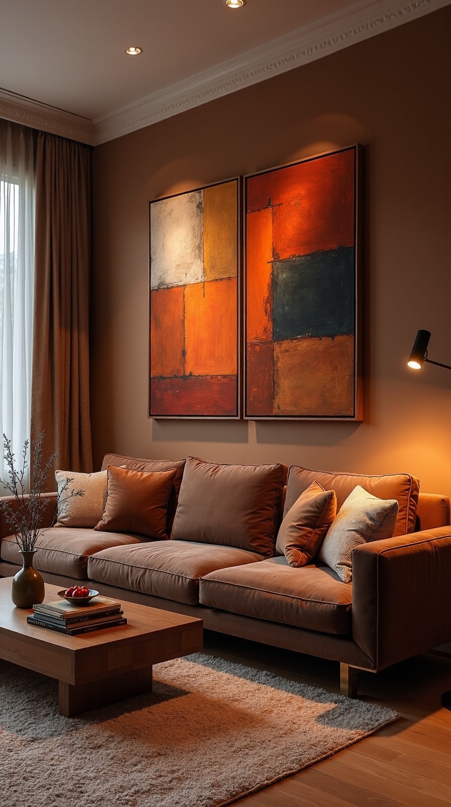 harmonious earthy focal couch anchor