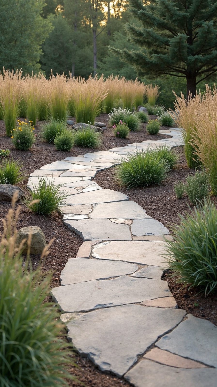 harmonious landscape integrated curved patios