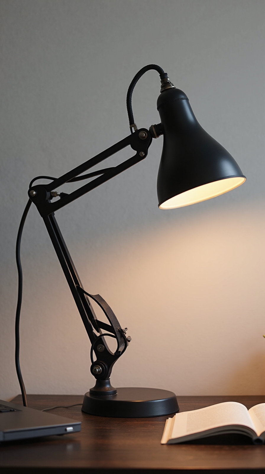 industrial styled black metal lamps