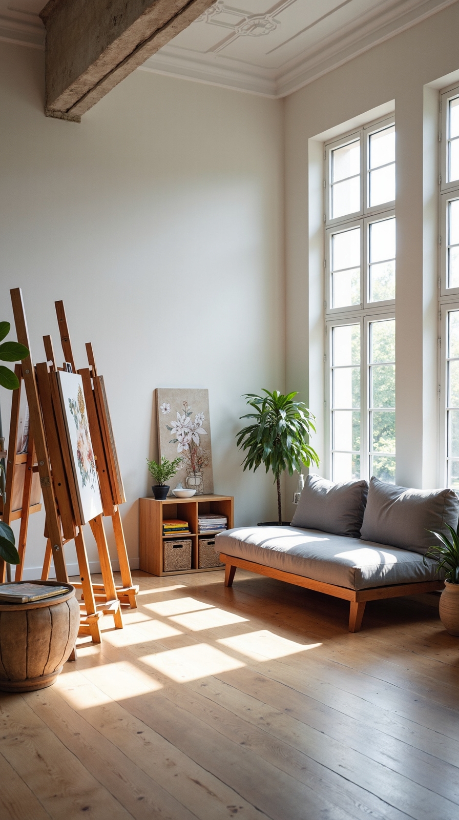 inspiring creative workspace futon arrangement