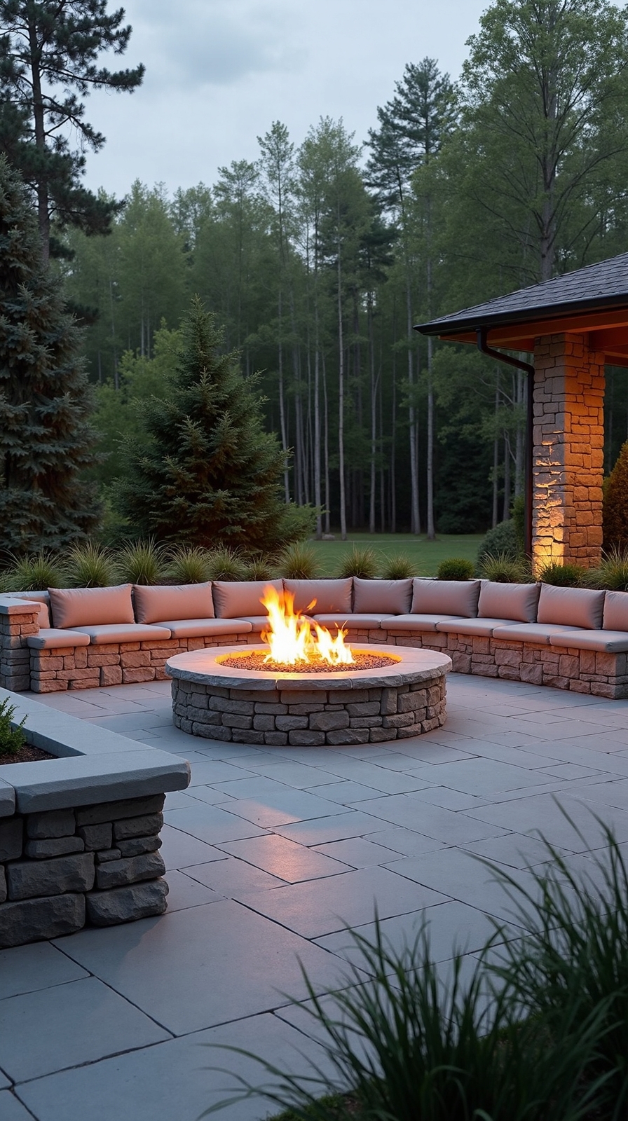 intimate cozy warm social corner fire pit