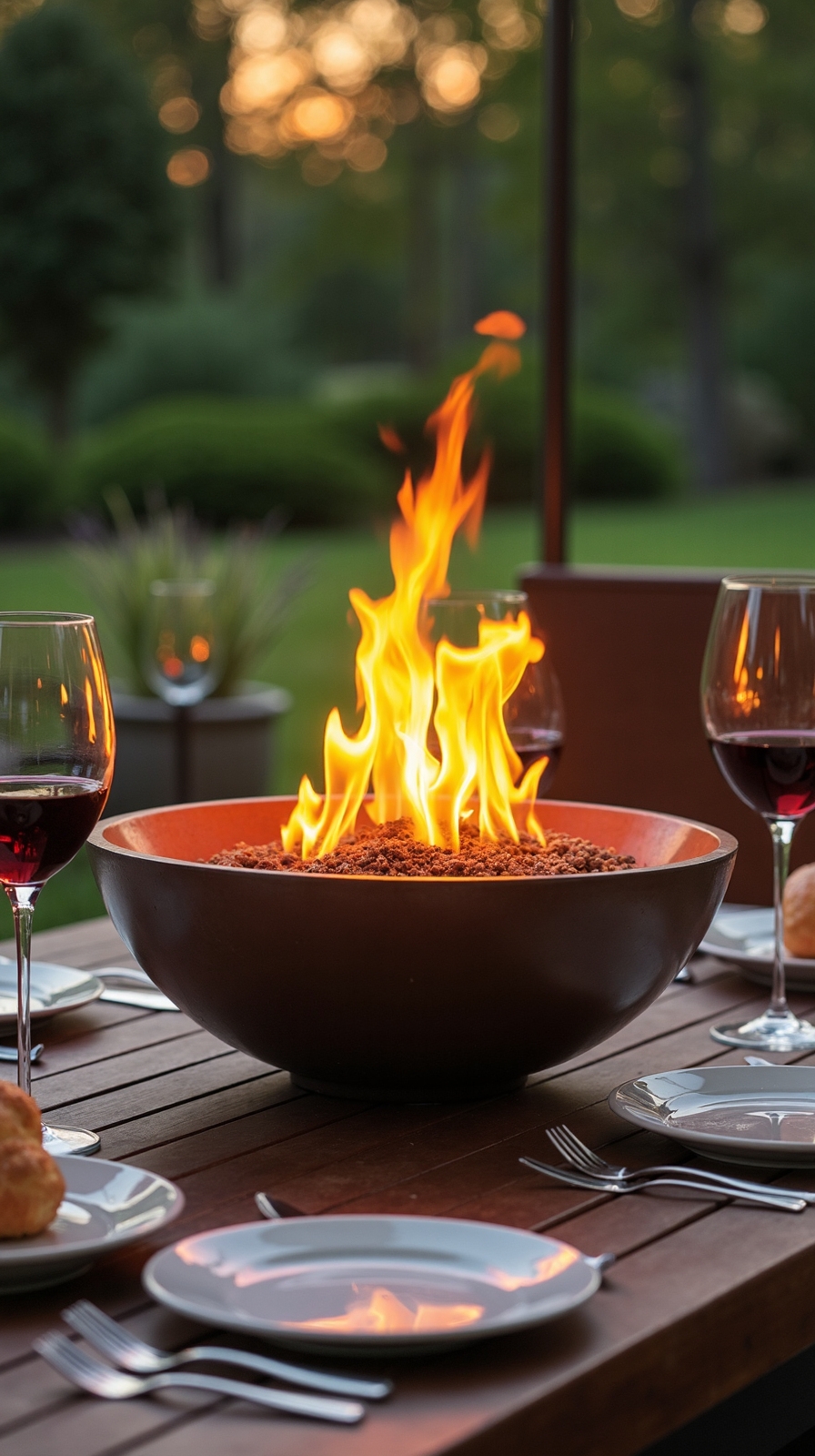 intimate mesmerizing tabletop fire dining