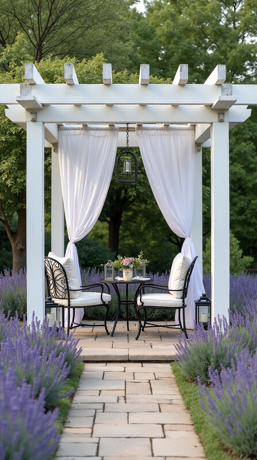 intimate private outdoor retreat with flowing curtains