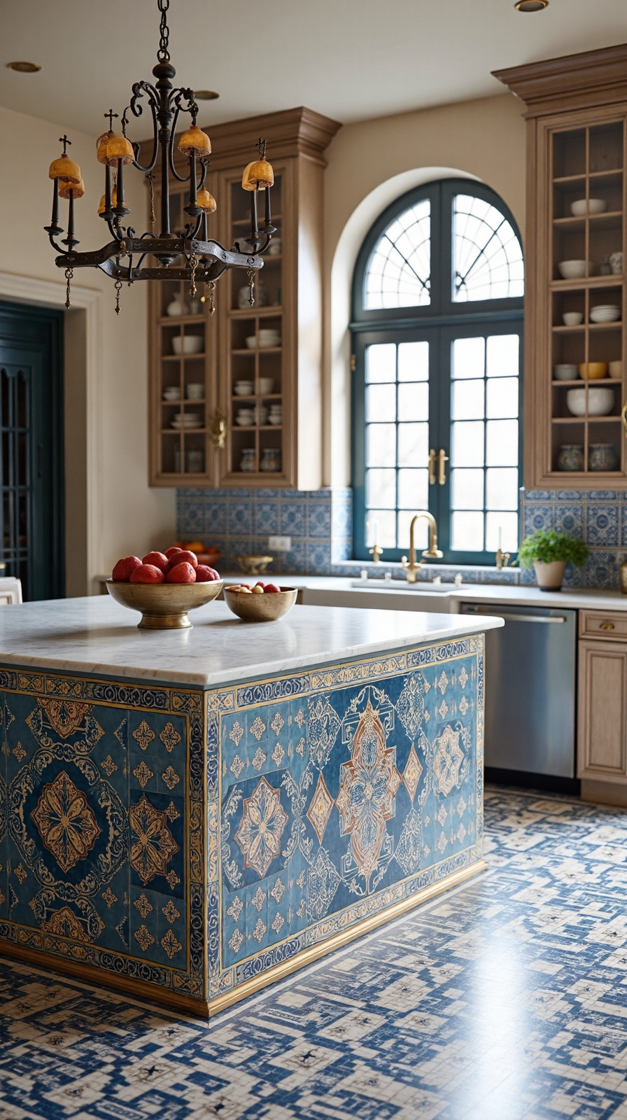 intricate moroccan mosaic kitchen centerpiece