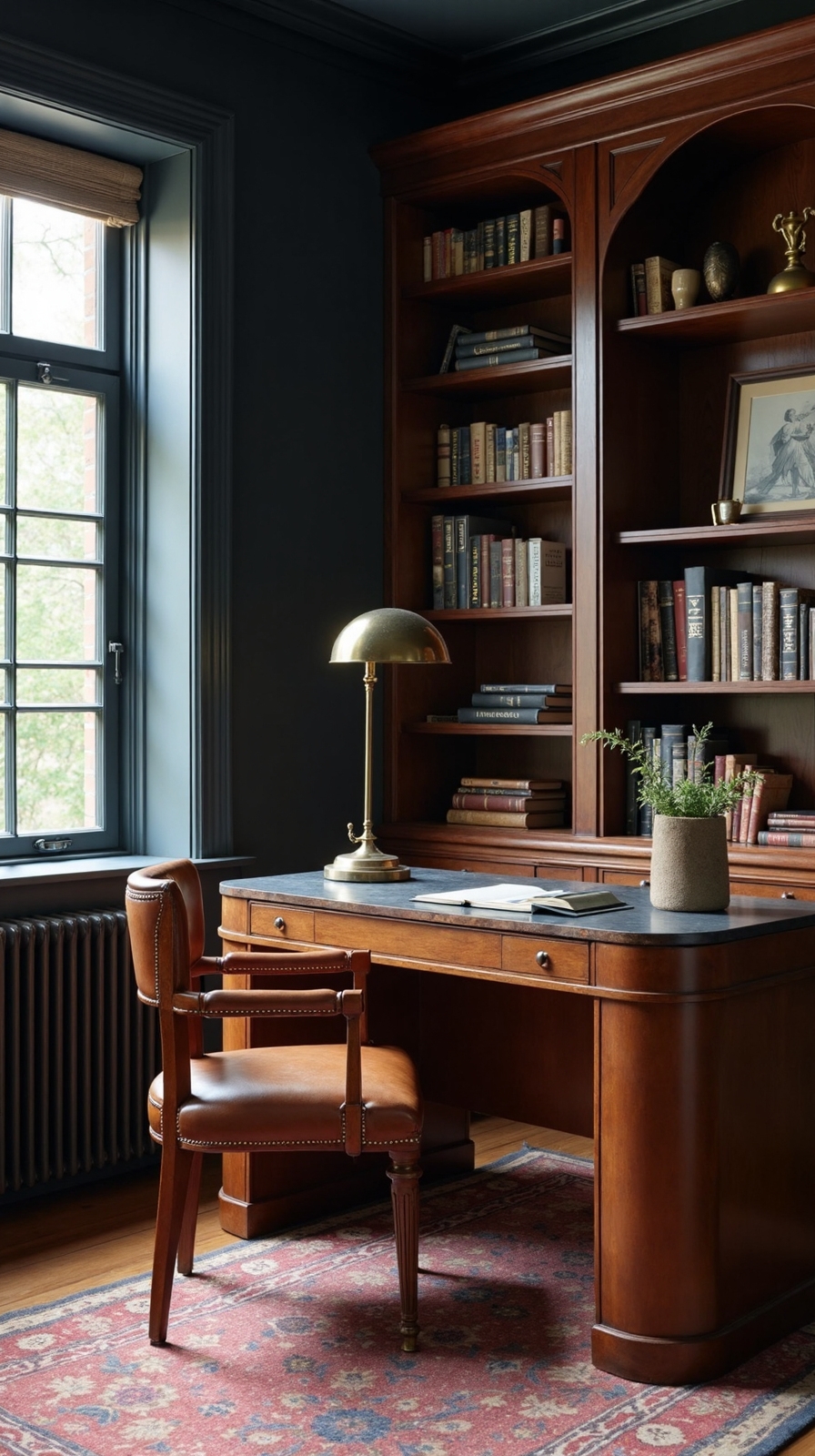 inviting moody vintage leather workspace