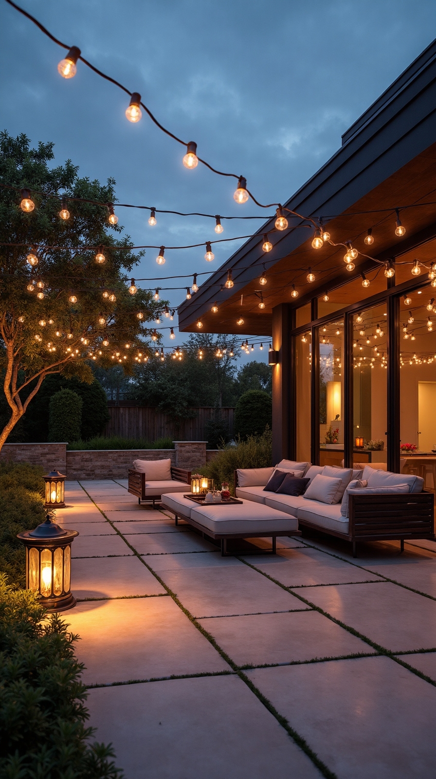 layered ambient secure dramatic outdoor lighting