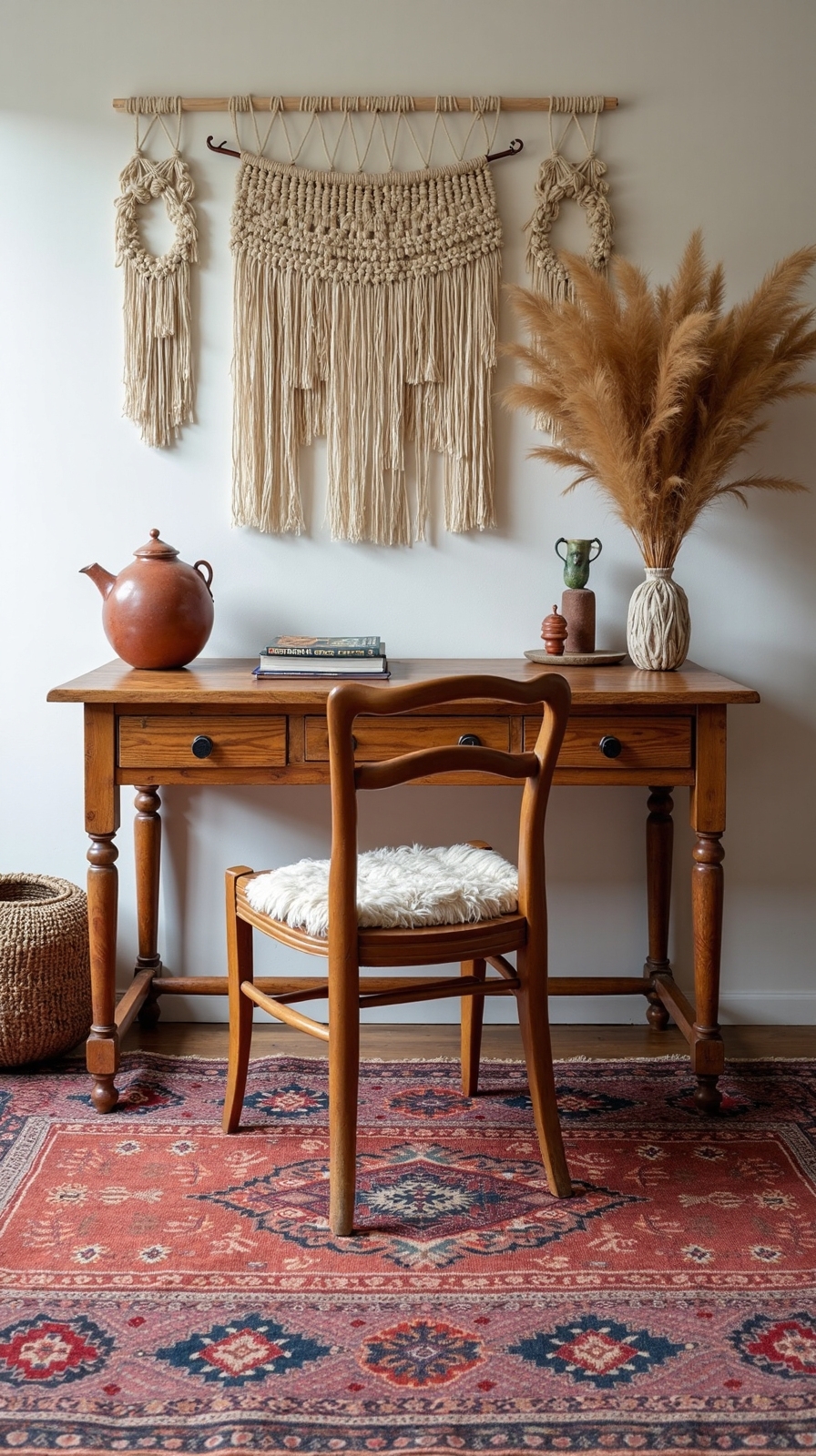 layered bohemian textured vintage rug