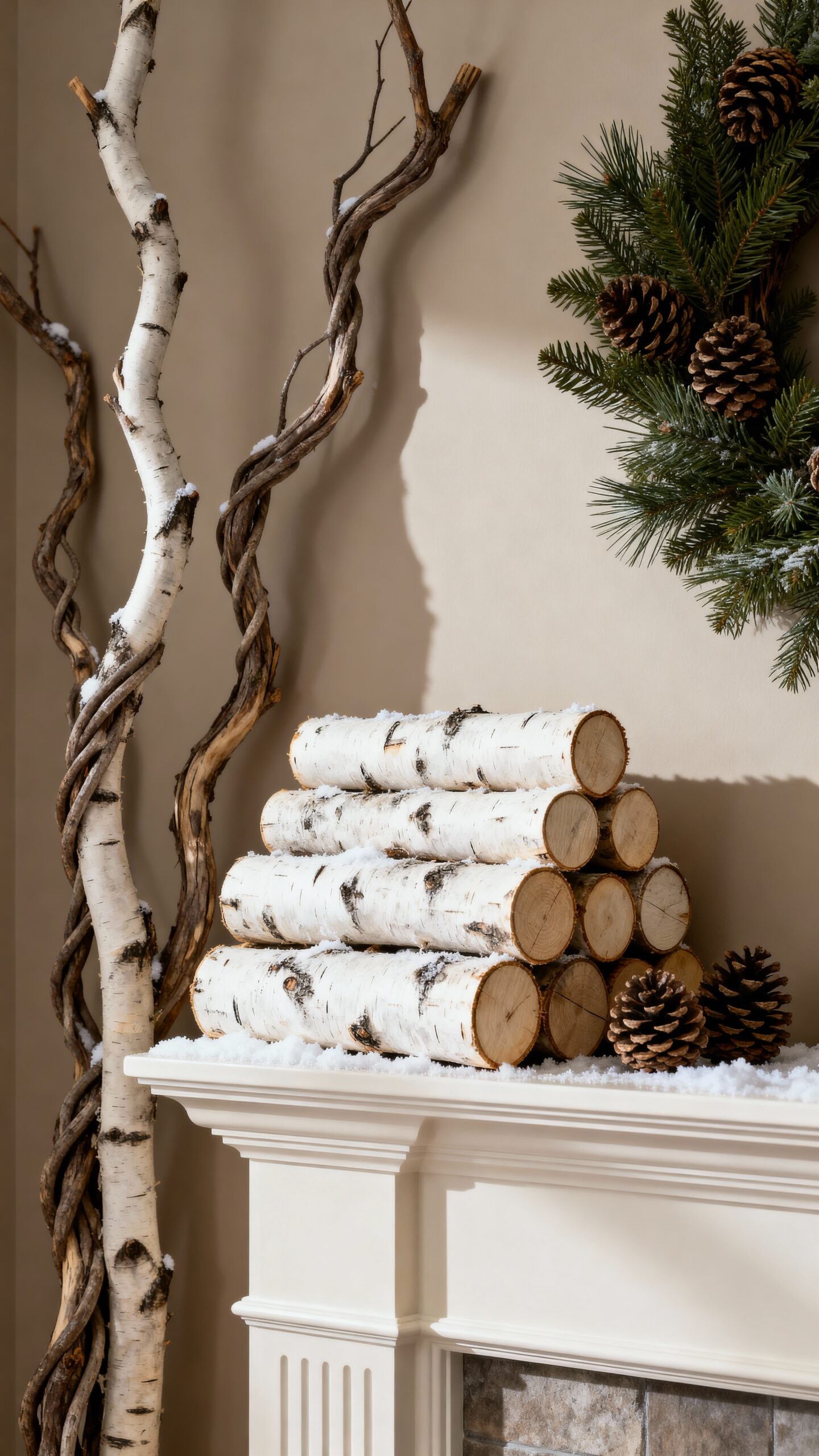 layered natural rustic winter decor