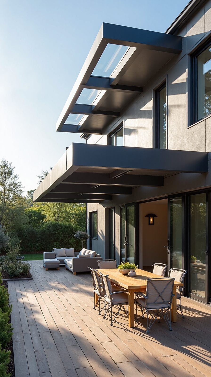 layered roof design with zonal shade