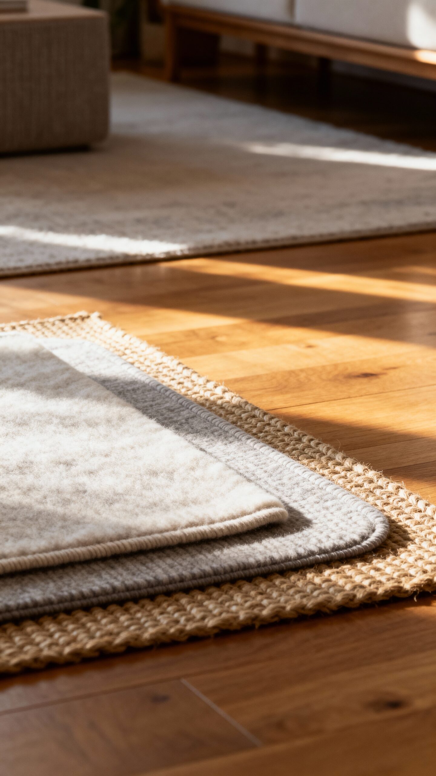 layered rugs create cozy ambiance