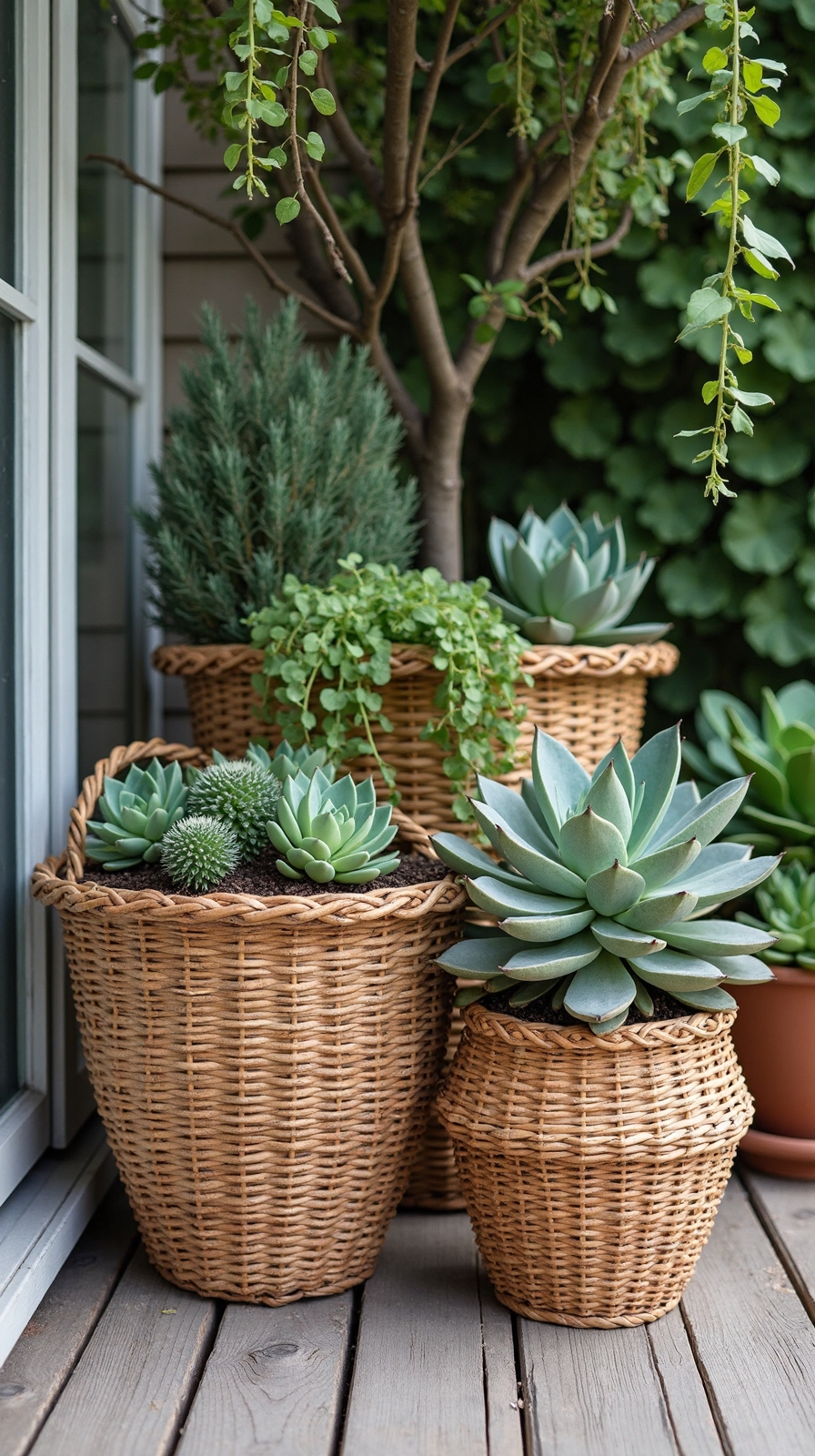 layered textured bohemian plant arrangements