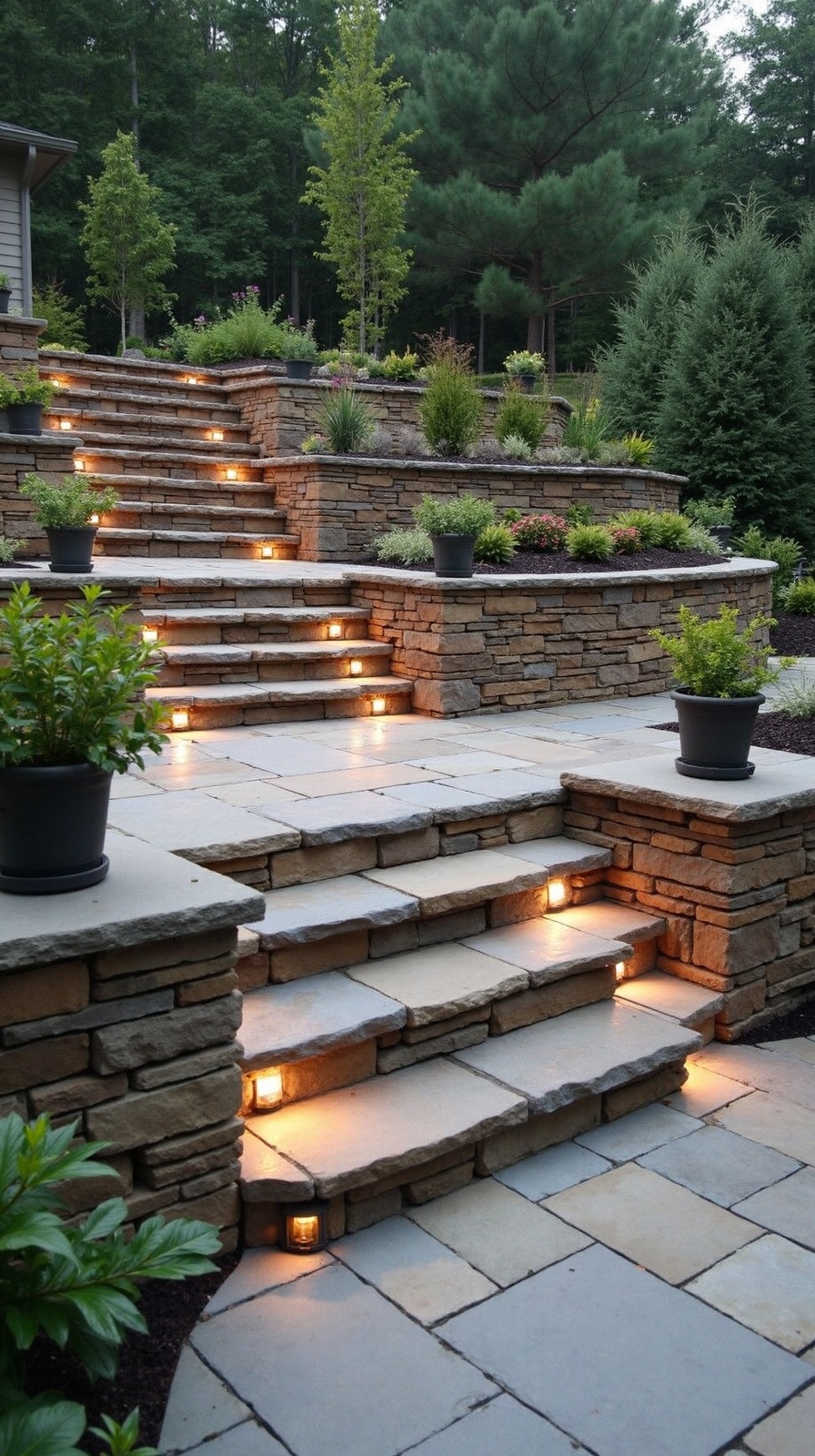 layered textured tiered harmonious