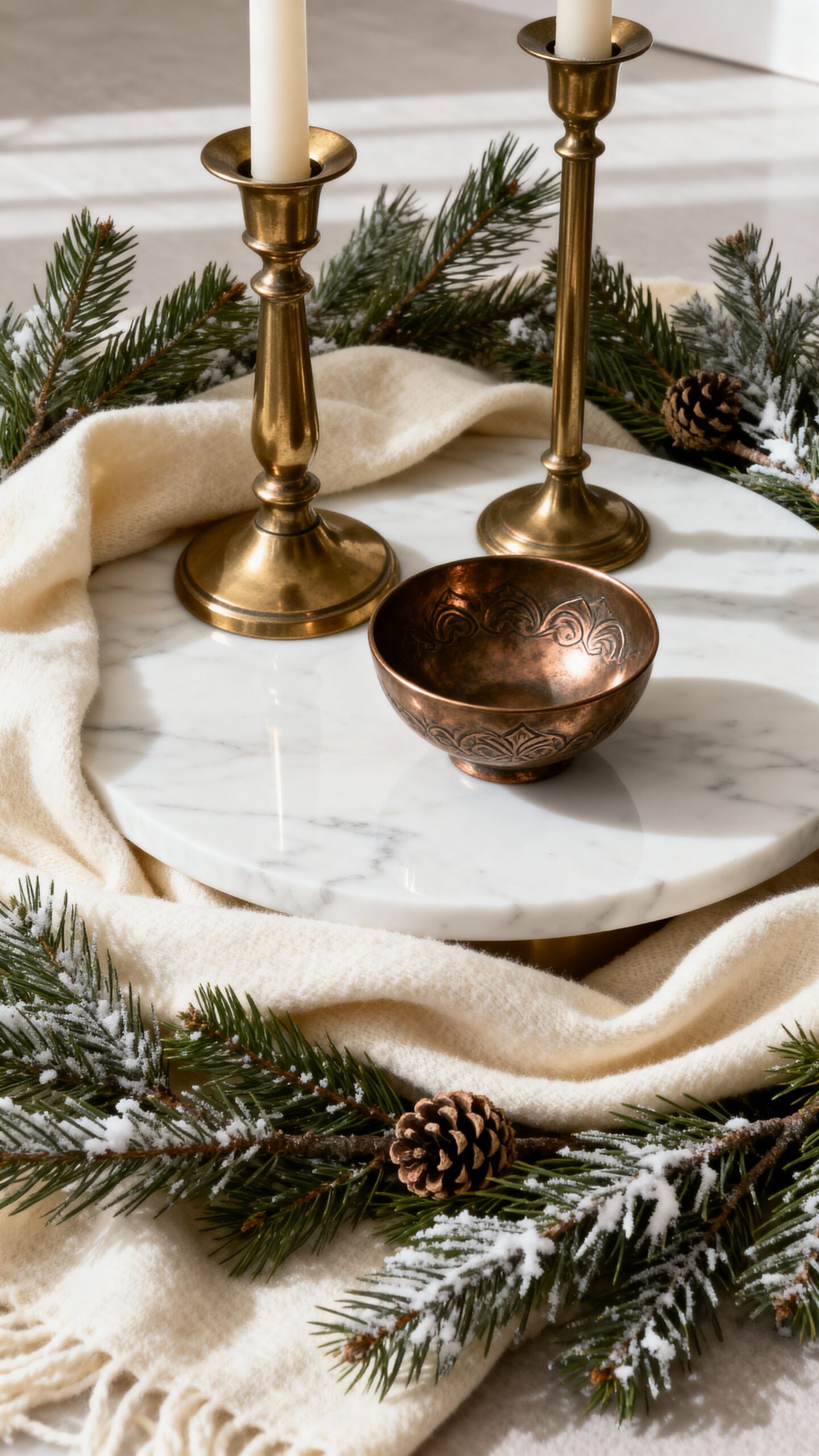 layered warm sophisticated metallic decor