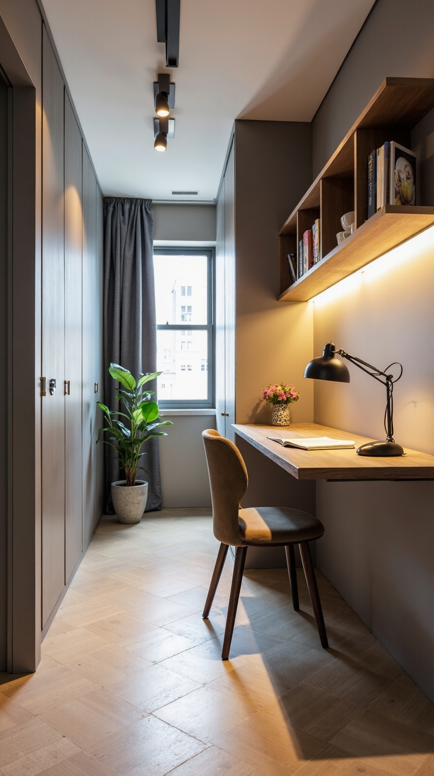 linear workspace from hallway