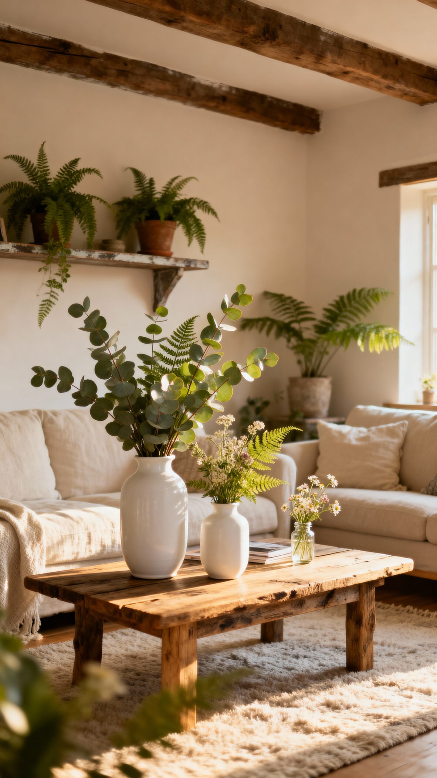 lively cottage decor with greenery