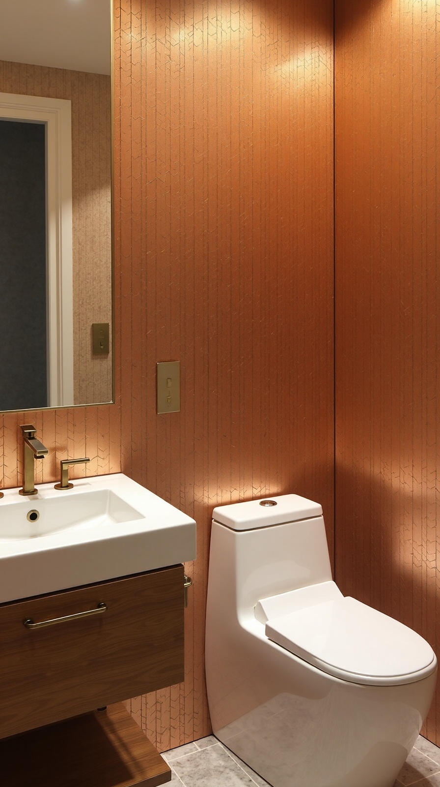luminous metallic bathroom sanctuary