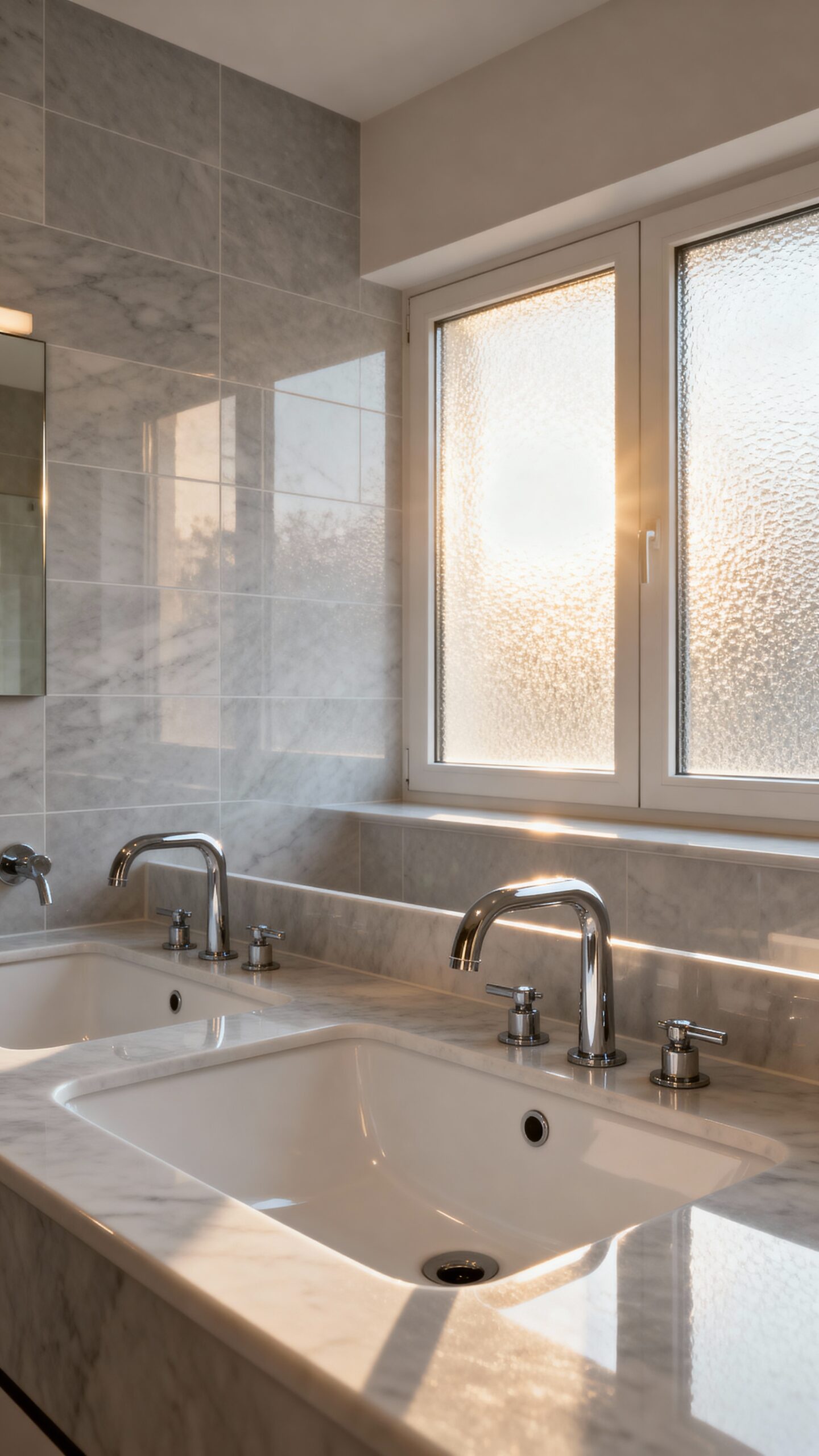 luminous sophisticated harmonious gray bathroom