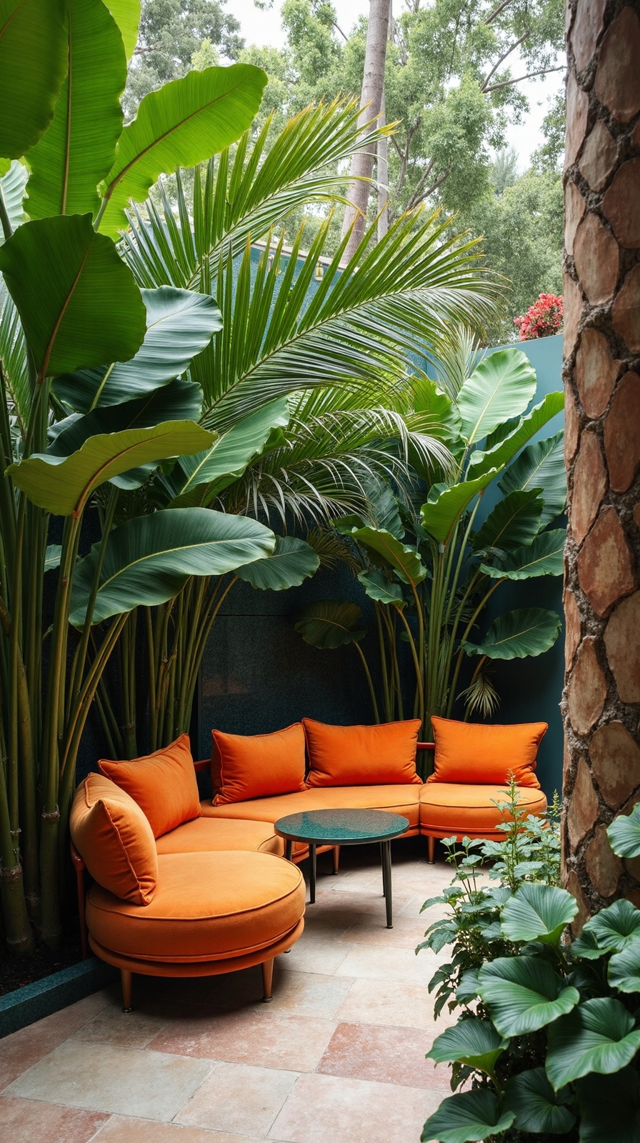 lush tropical paradise with bold colors