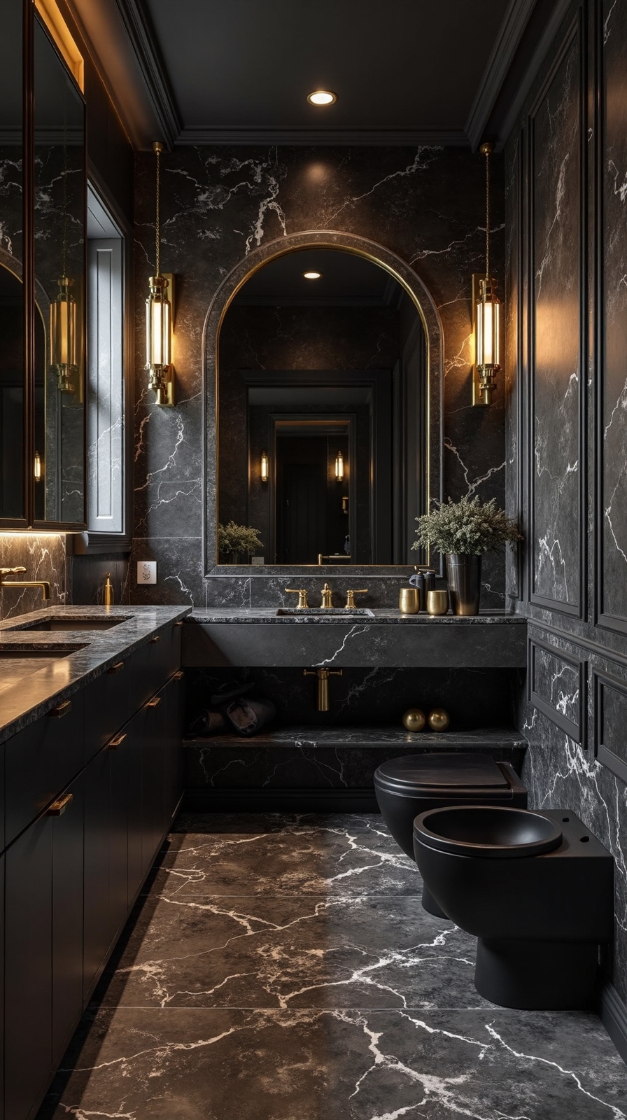 luxurious black marble bathroom centerpiece