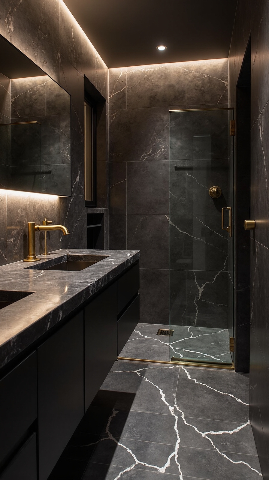 luxurious dark natural stone bathroom retreat