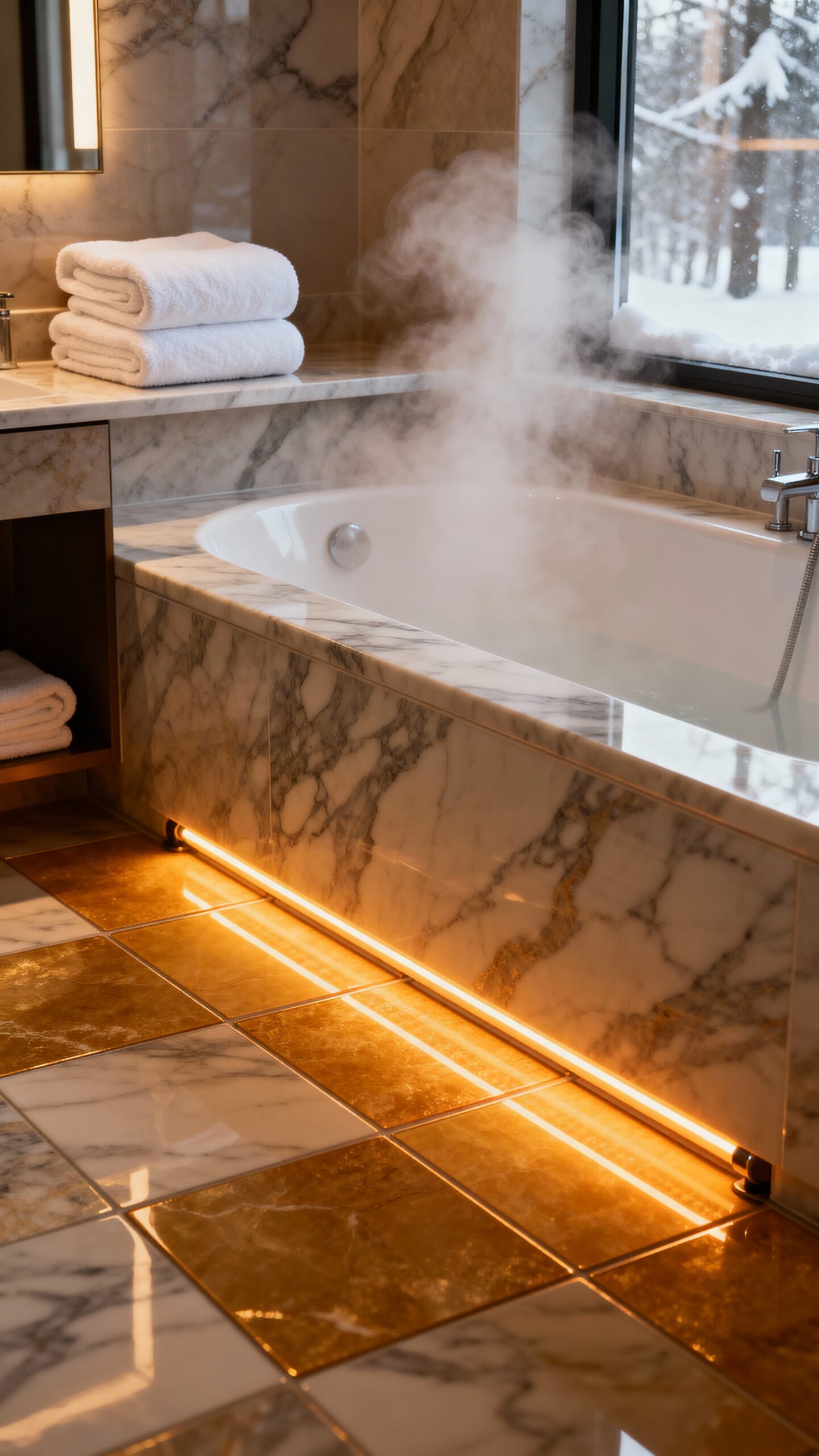 luxurious energy efficient bathroom underfloor heating