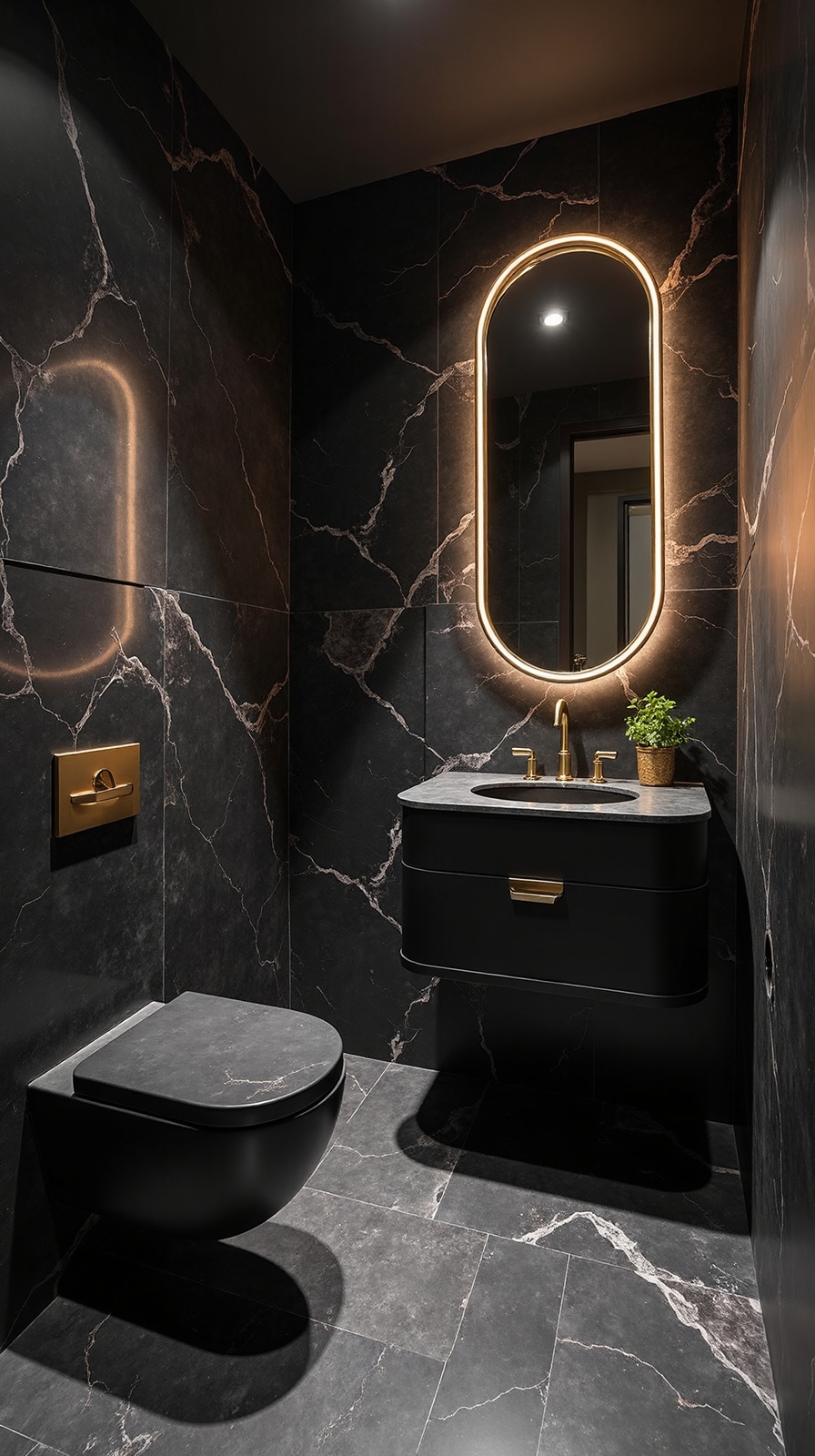 luxurious impactful black marble bathroom transformation