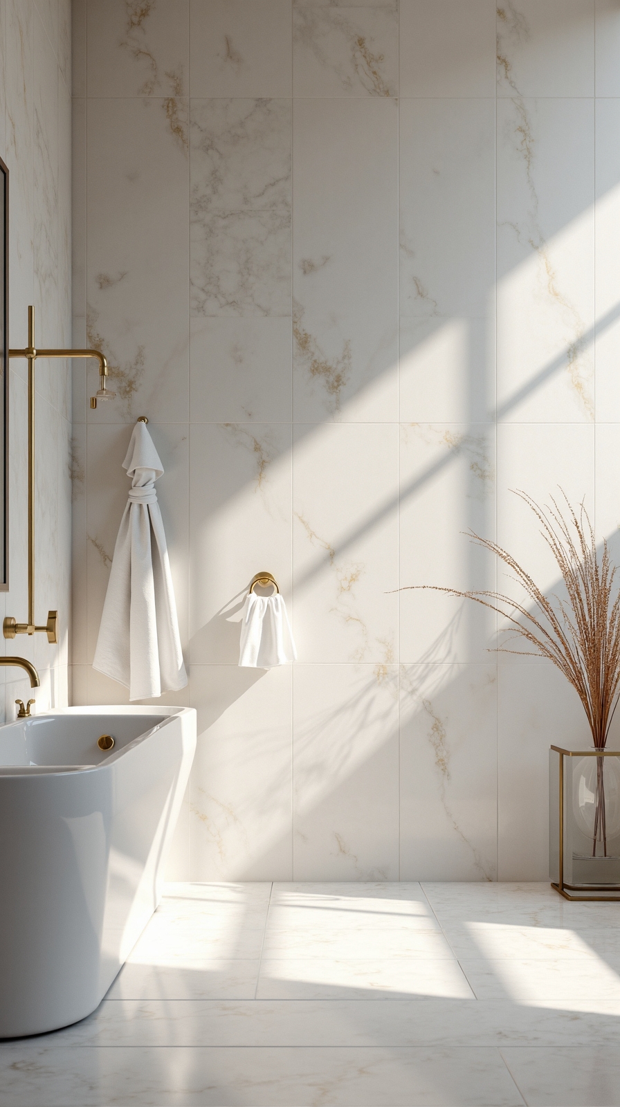 luxurious light filled timeless marble bathroom