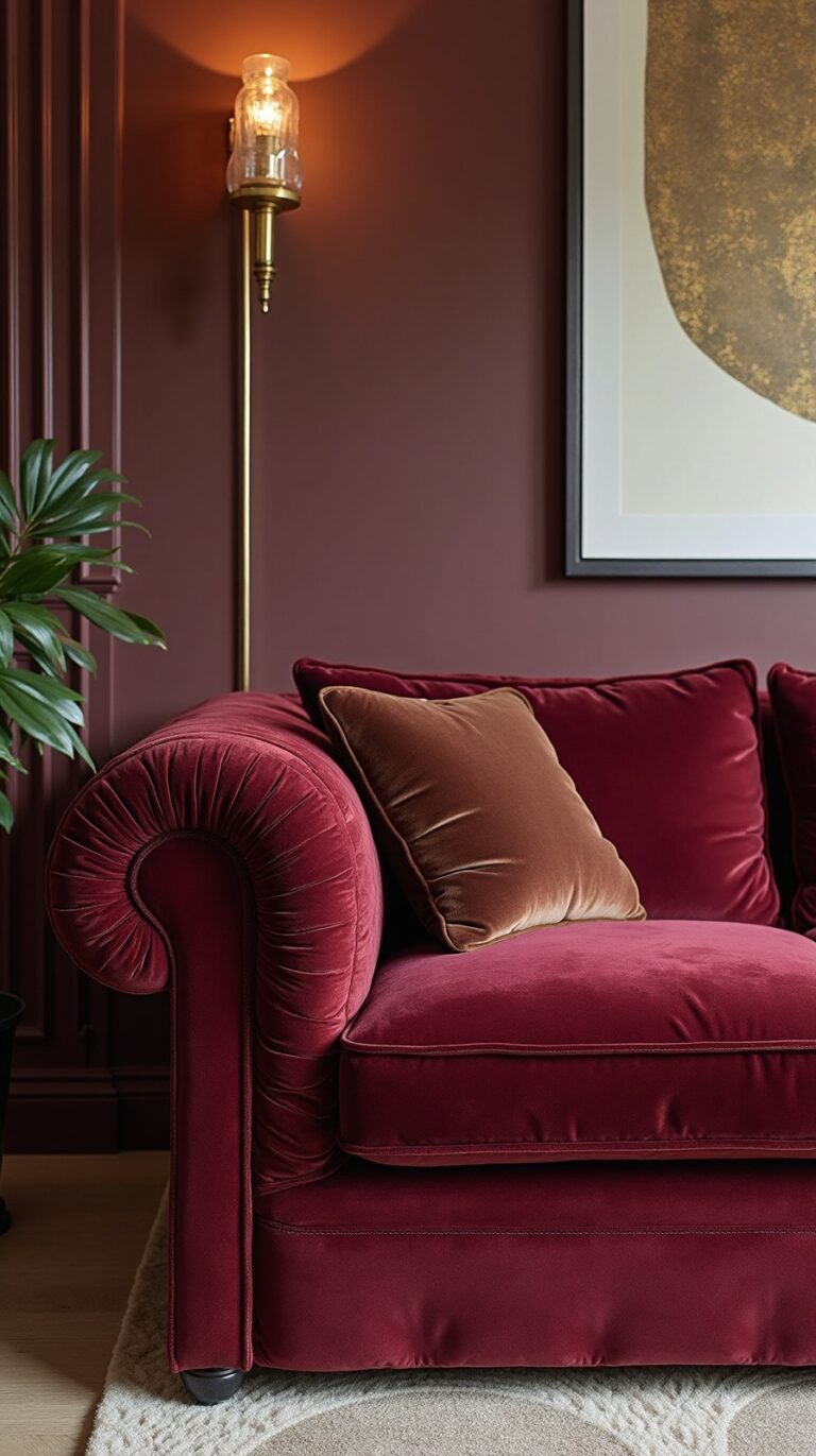 luxurious maroon cozy living room