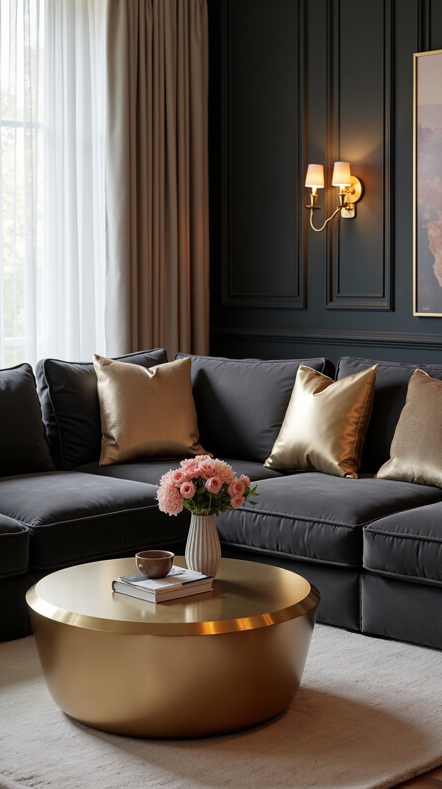 luxurious metallic gold decor accents