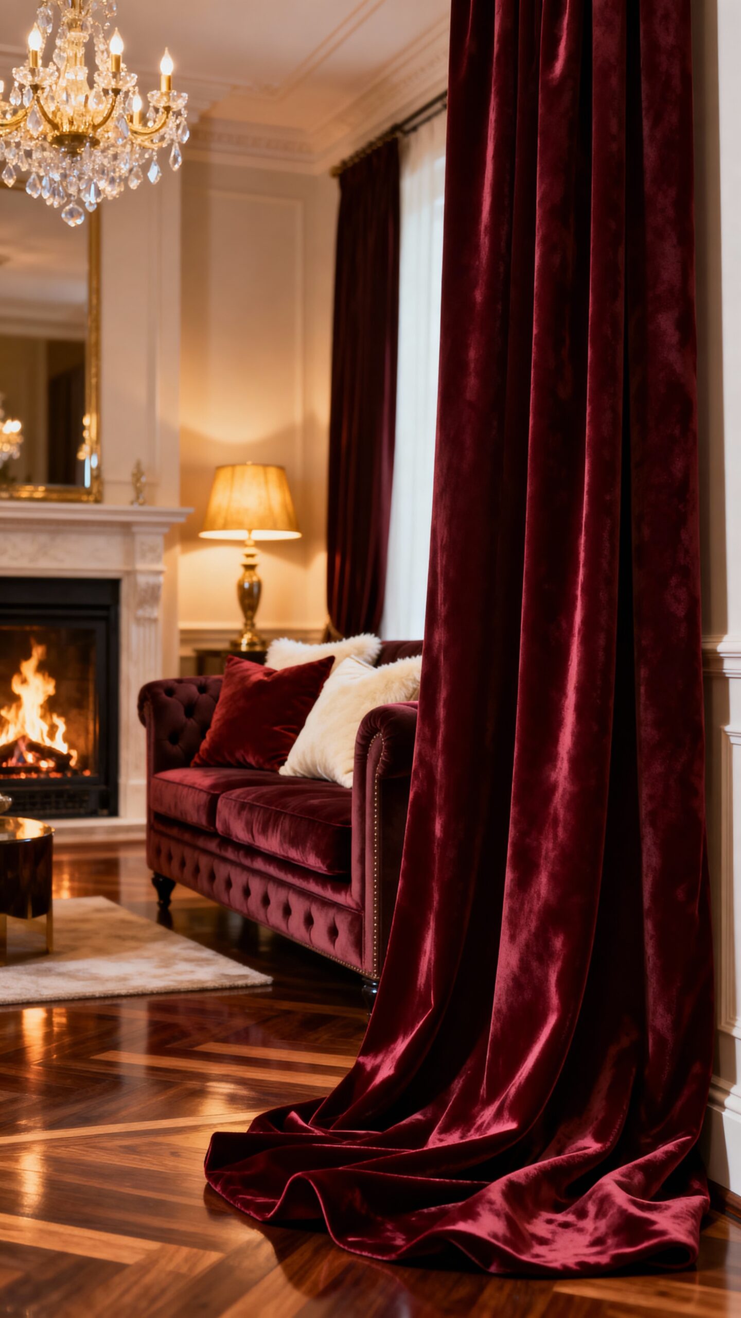 luxurious pooling floor length curtains