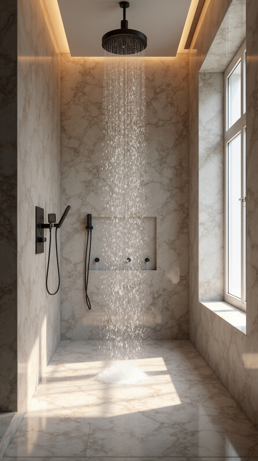 luxurious rainfall shower experience
