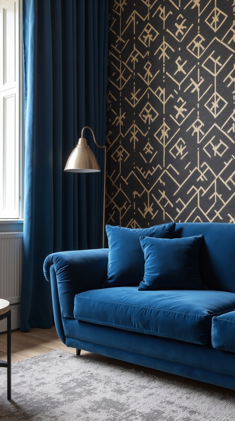 luxurious sapphire blue velvet geometric elegance