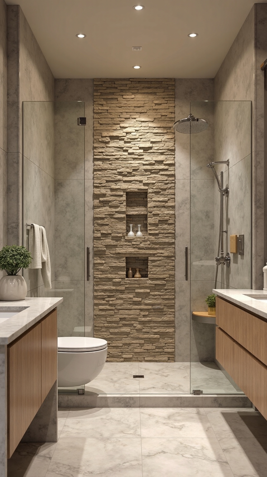luxurious spa like natural stone accents