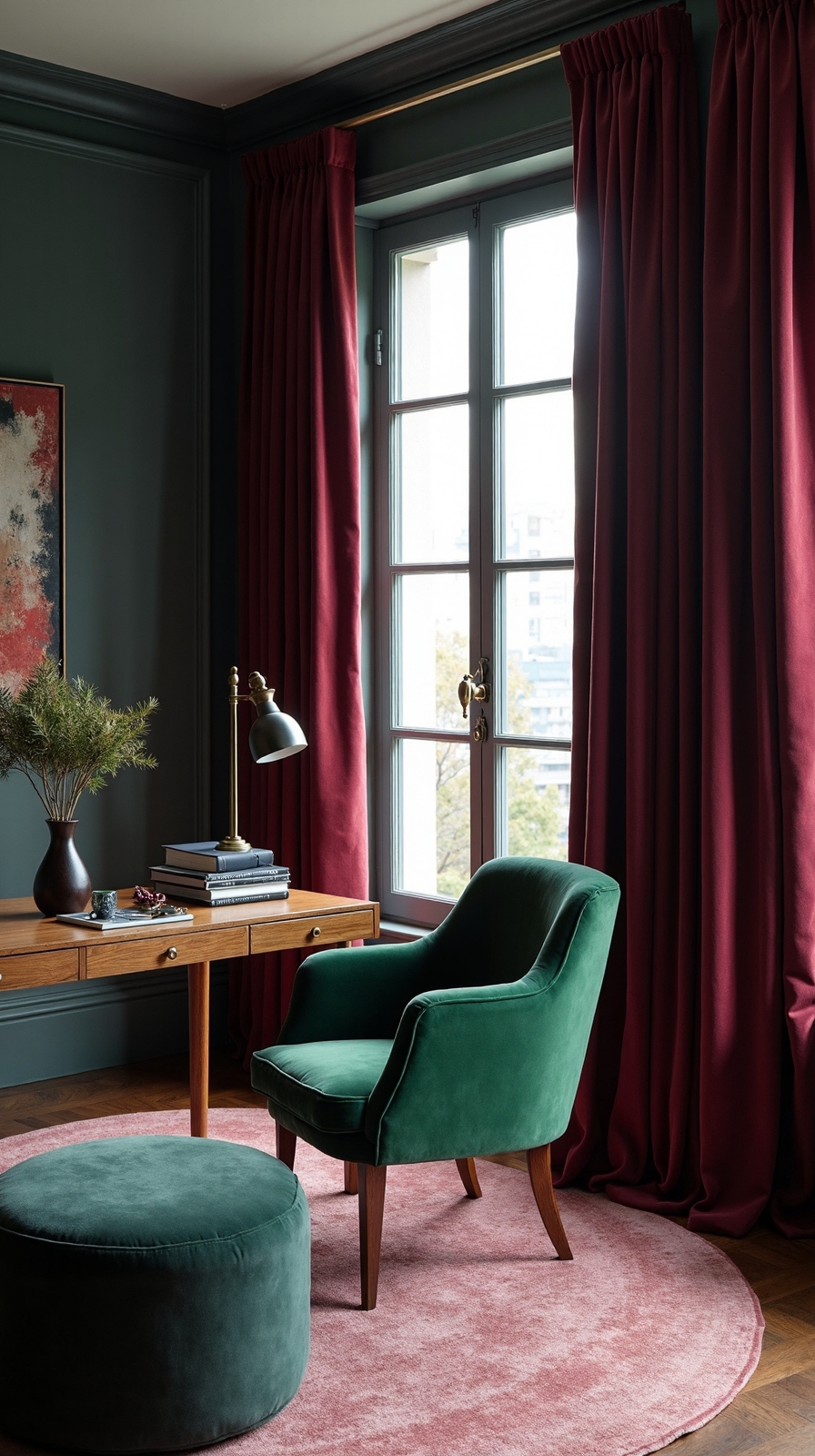 luxurious velvet textures transform home office