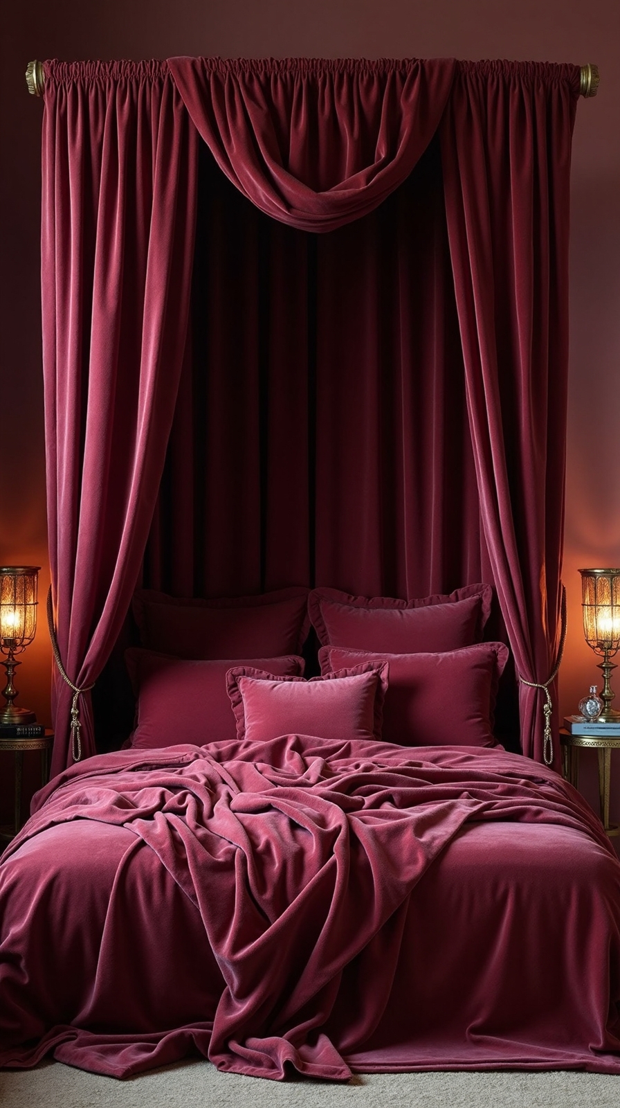 luxurious wine red canopy sanctuary