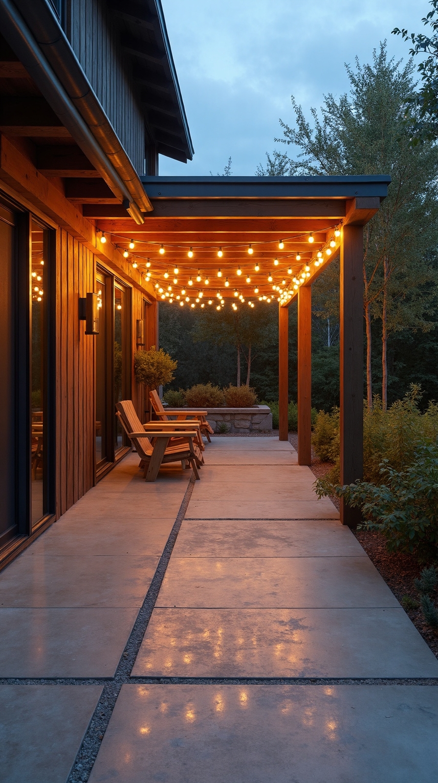 magical evening outdoor string lighting atmosphere