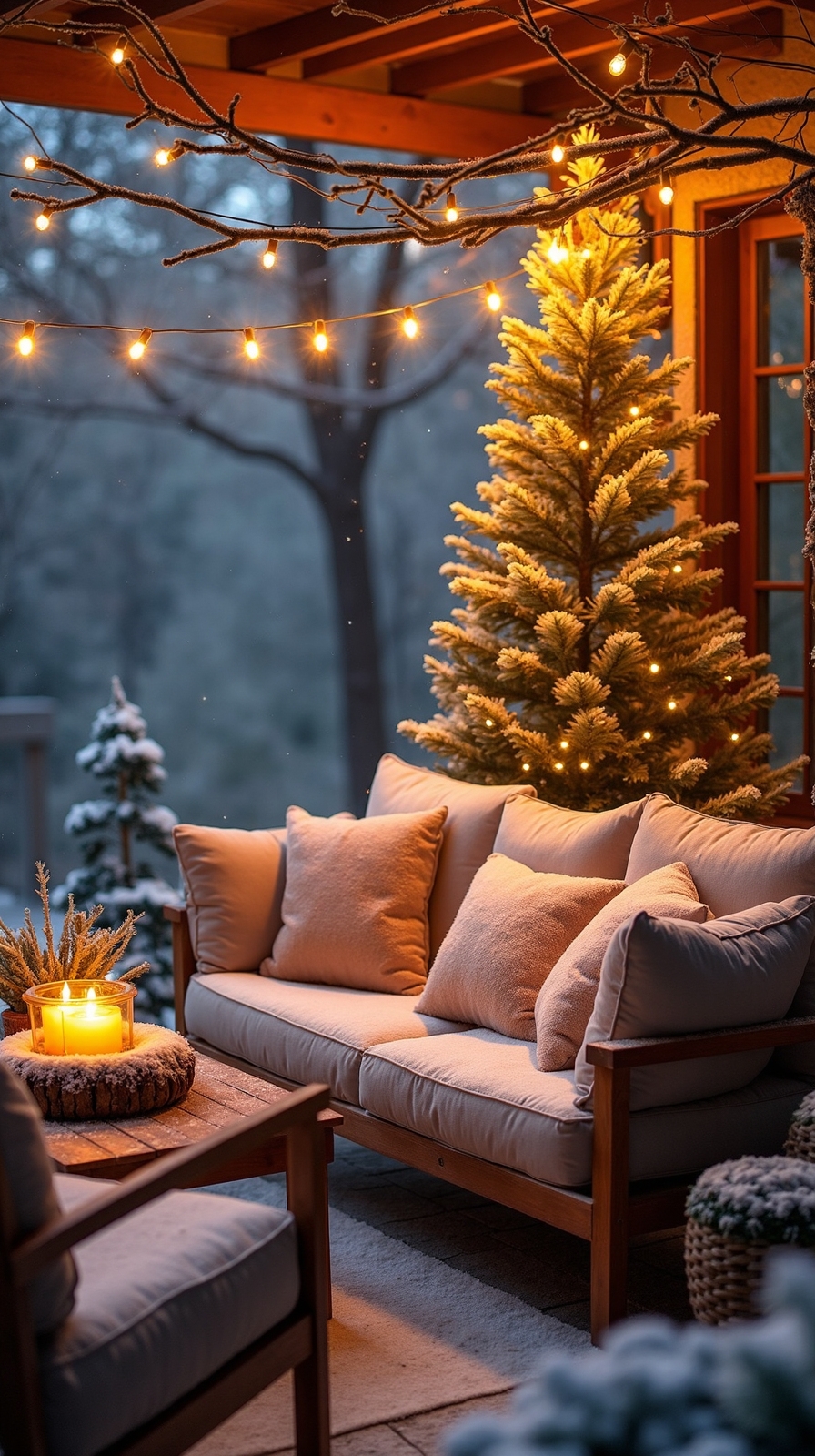 magical winter outdoor lighting ambiance