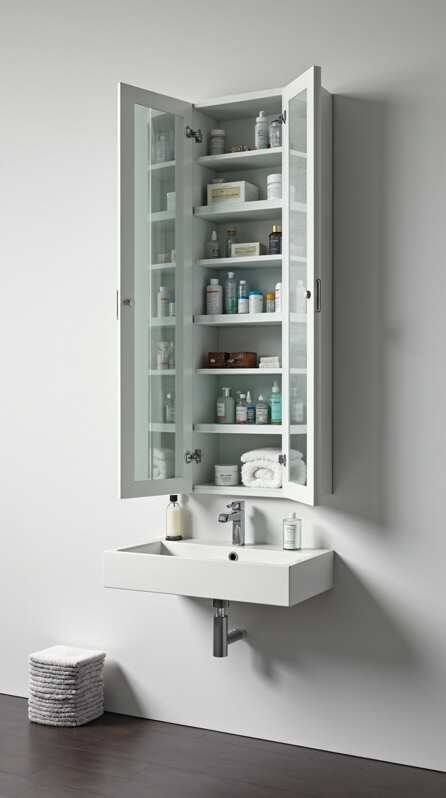 maximize bathroom storage via wall recessing