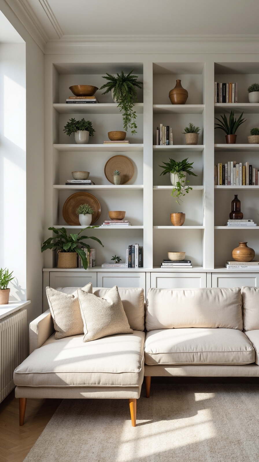 maximize living room storage and display