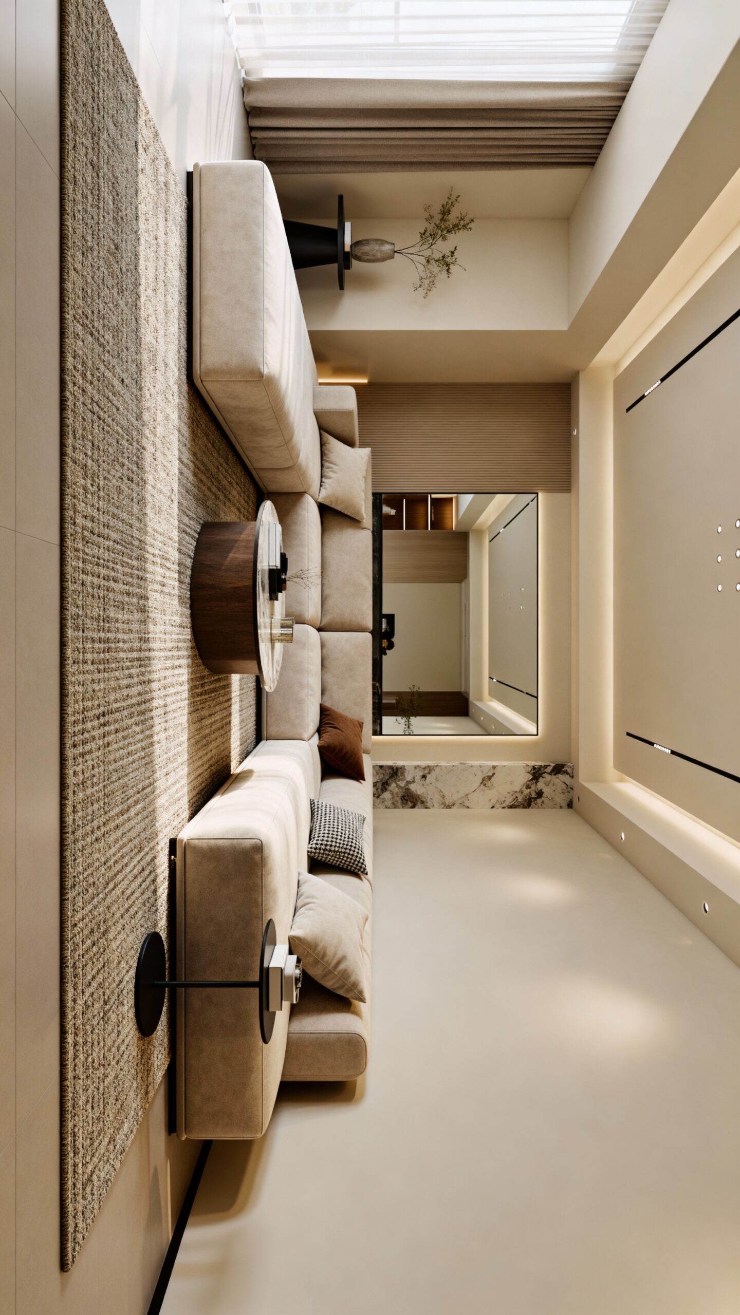 maximize long furniture open space