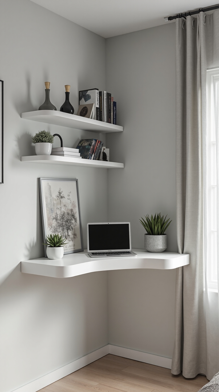 maximize small space floating corner desk