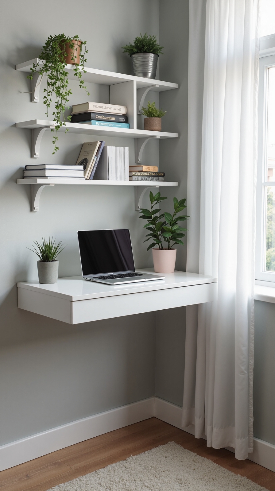 maximize space with floating corner desk