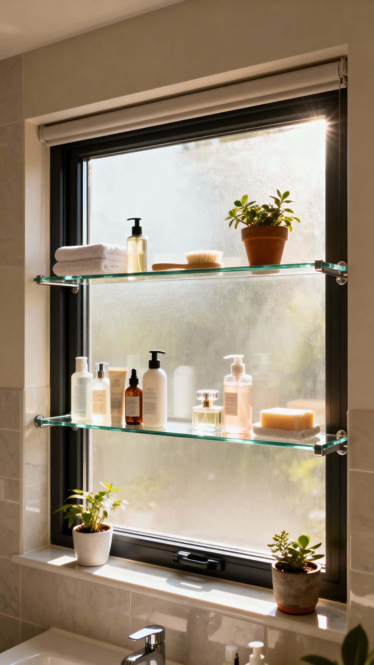 maximize unused vertical bathroom storage