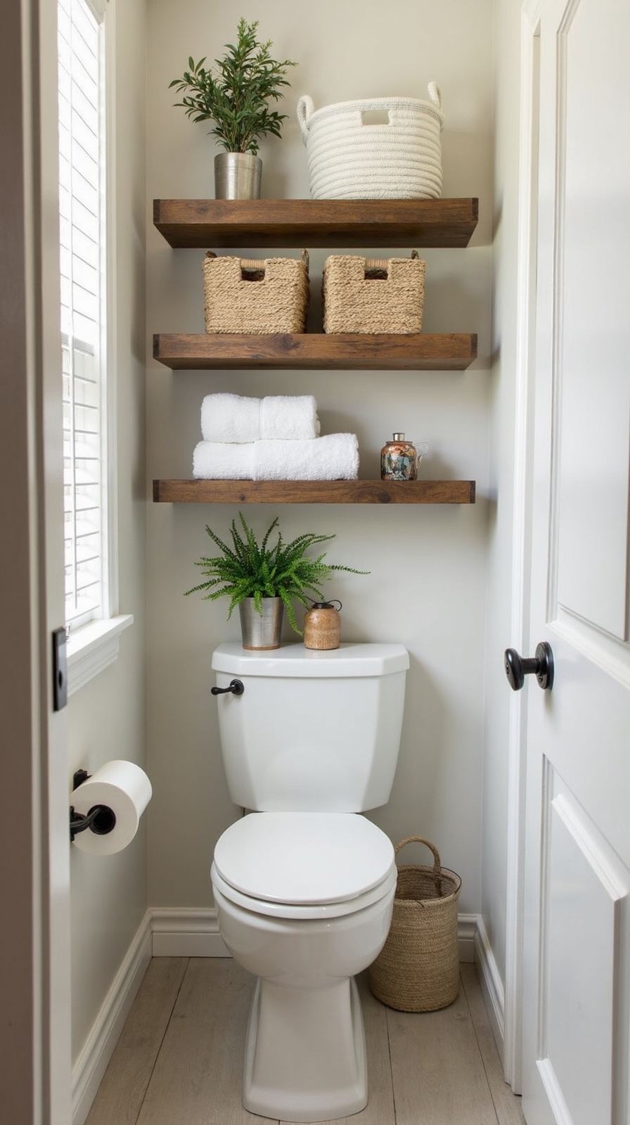 maximize vertical bathroom storage space