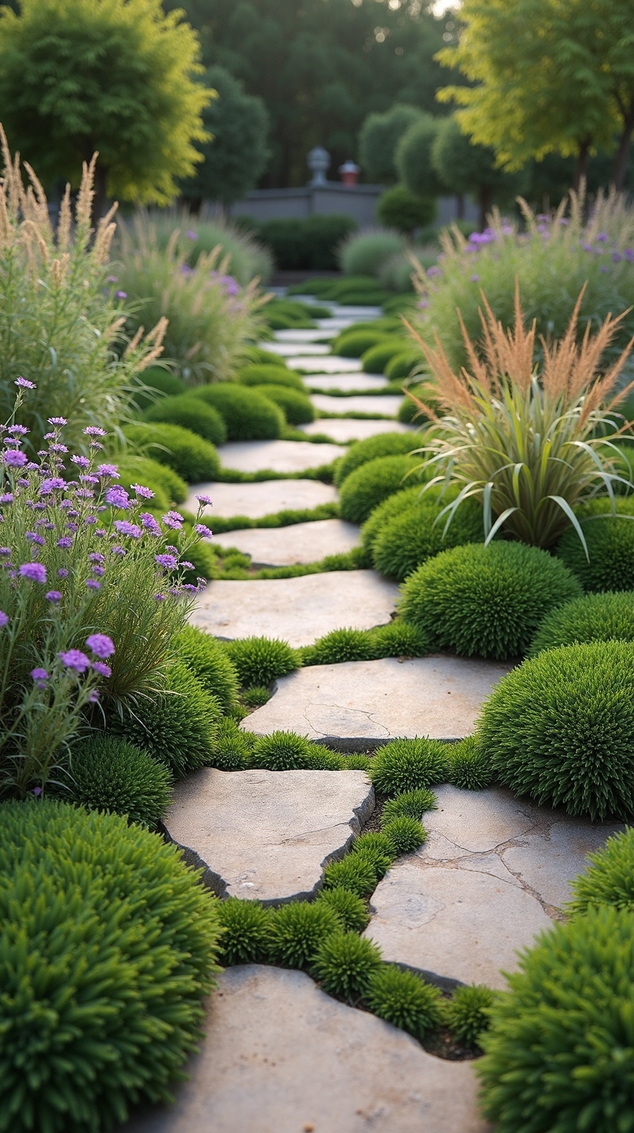 meandering garden stepping stone pathways